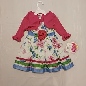 2 piece Flower dress with pink sweater-Toddler size 2T